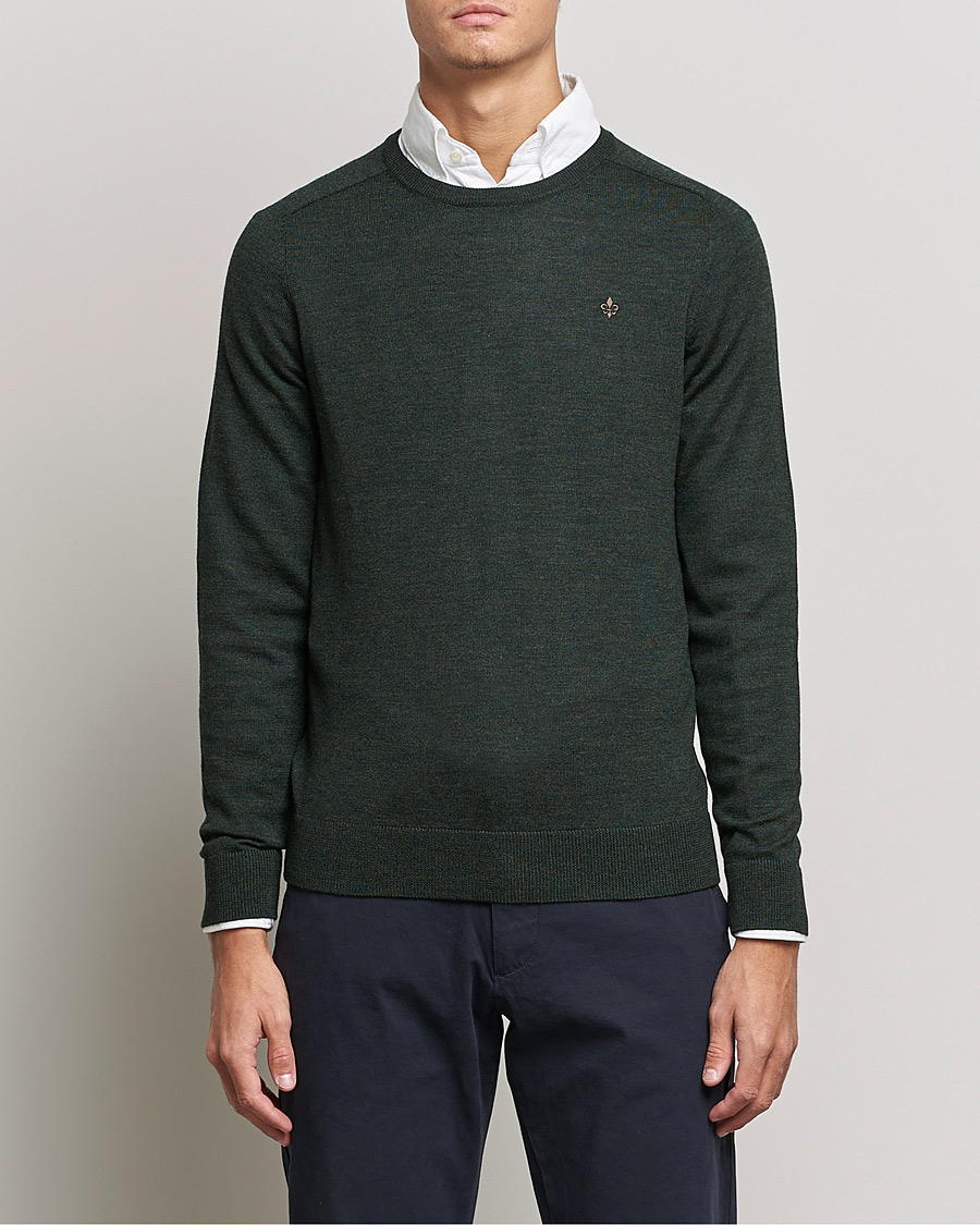 Mies | Puserot | Morris | Merino O-neck Olive Melange
