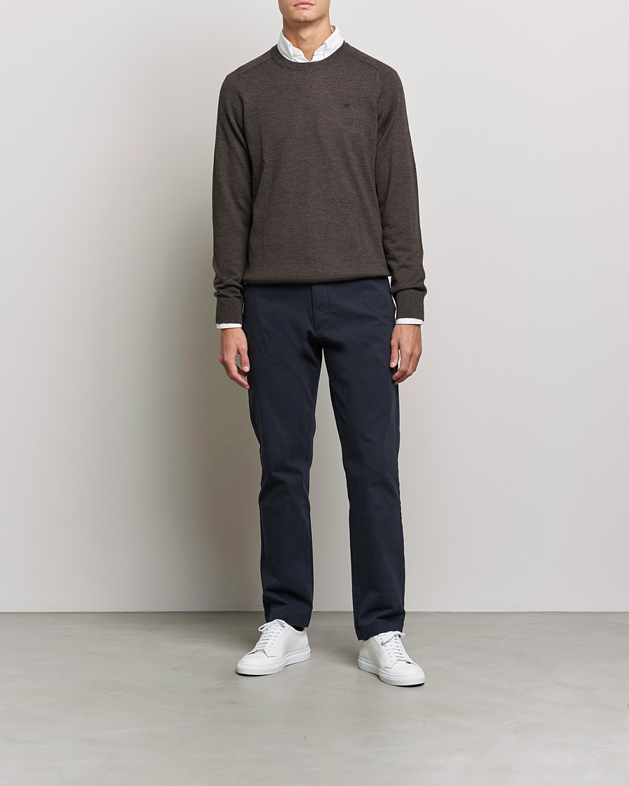 Mies | Puserot | Morris | Merino O-neck Brown Melange