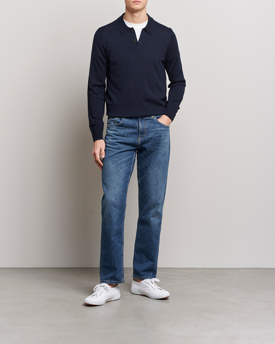 Mies | Puserot | Morris | Merino Polo Knit Navy