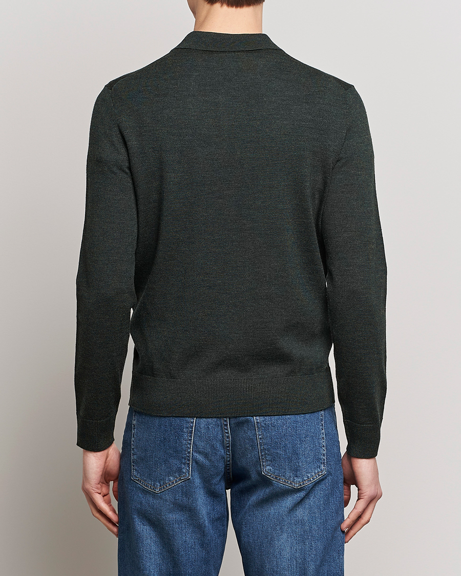 Mies | Puserot | Morris | Merino Polo Knit Dark Green