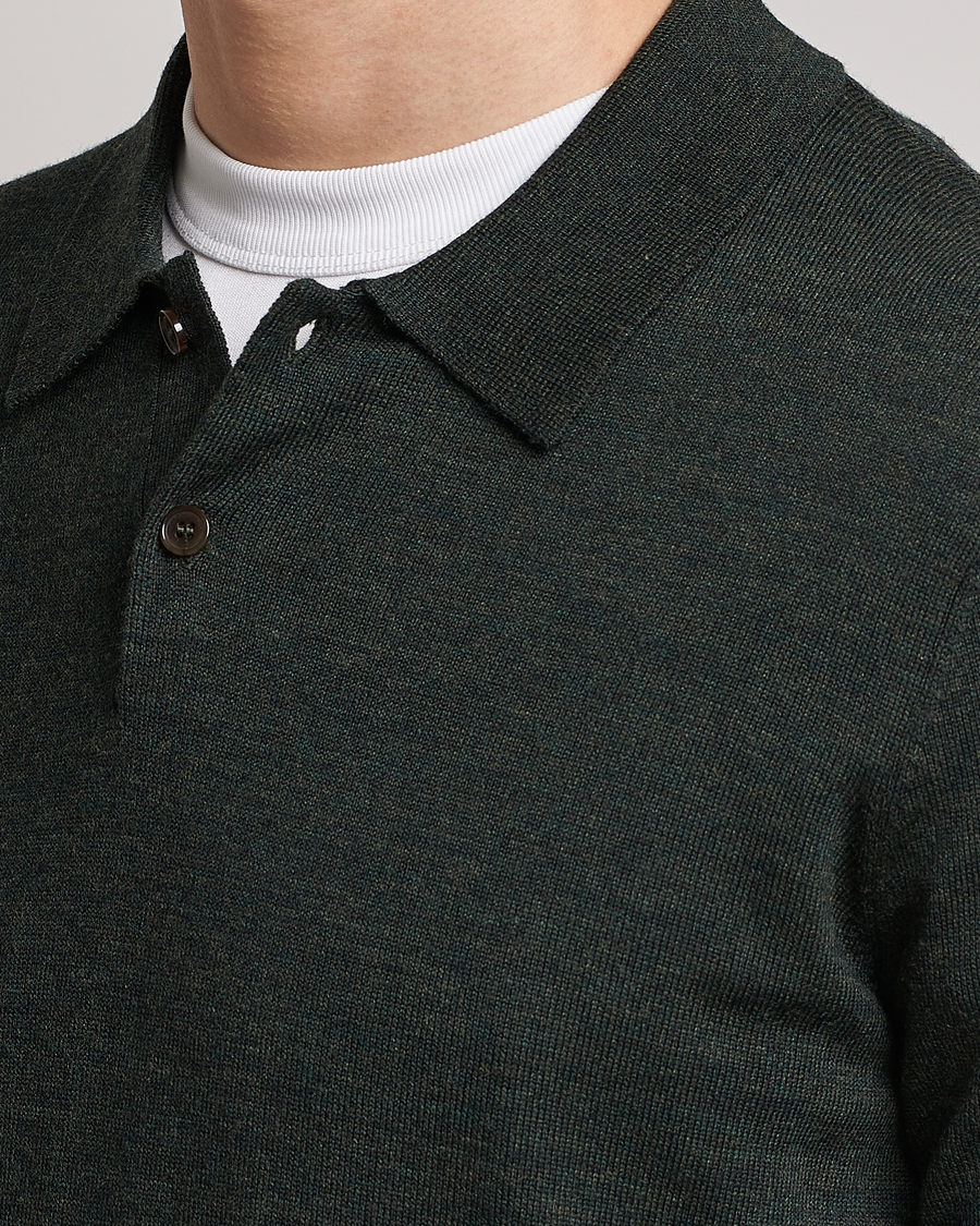 Mies | Puserot | Morris | Merino Polo Knit Dark Green