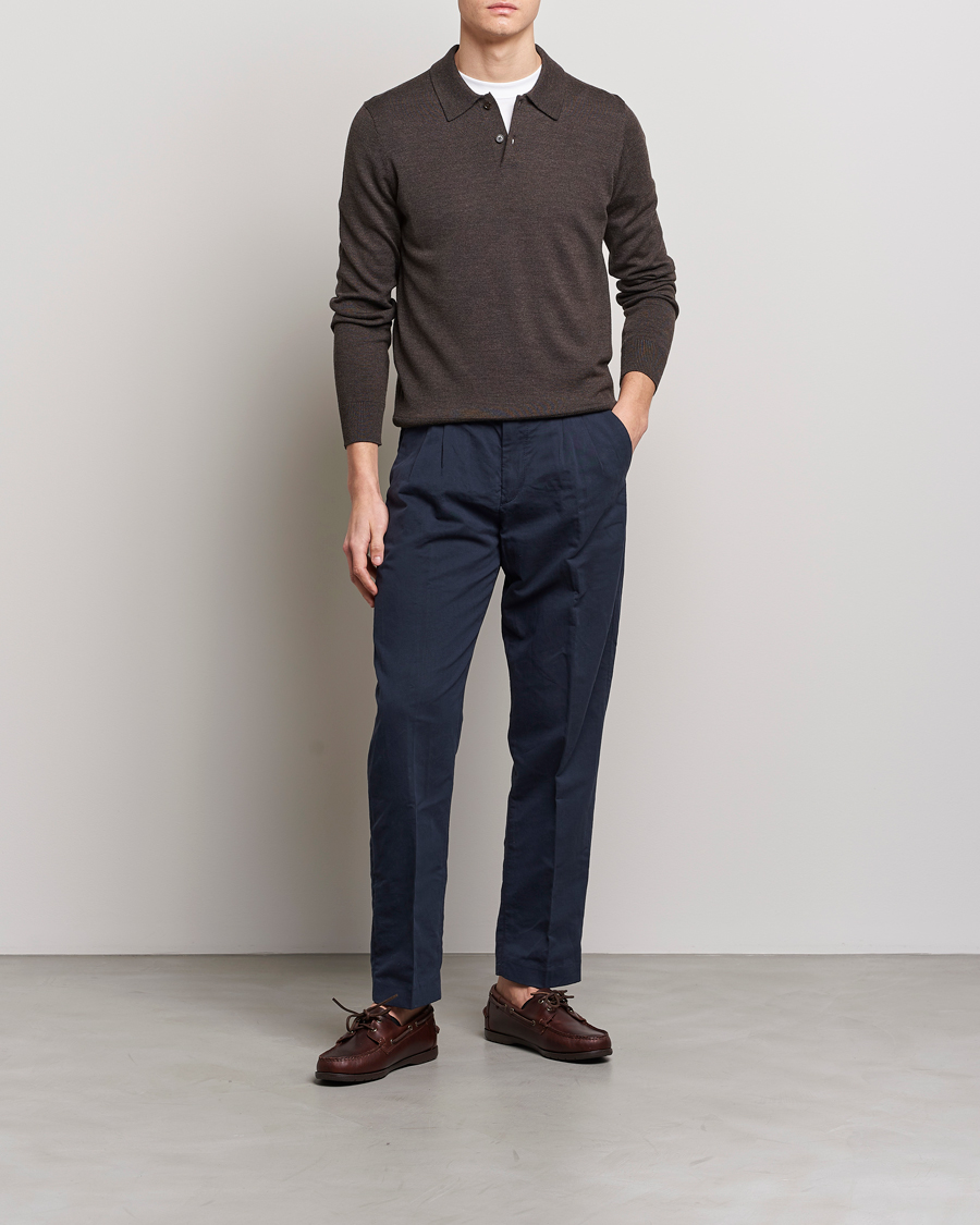Mies | Puserot | Morris | Merino Polo Knit Brown
