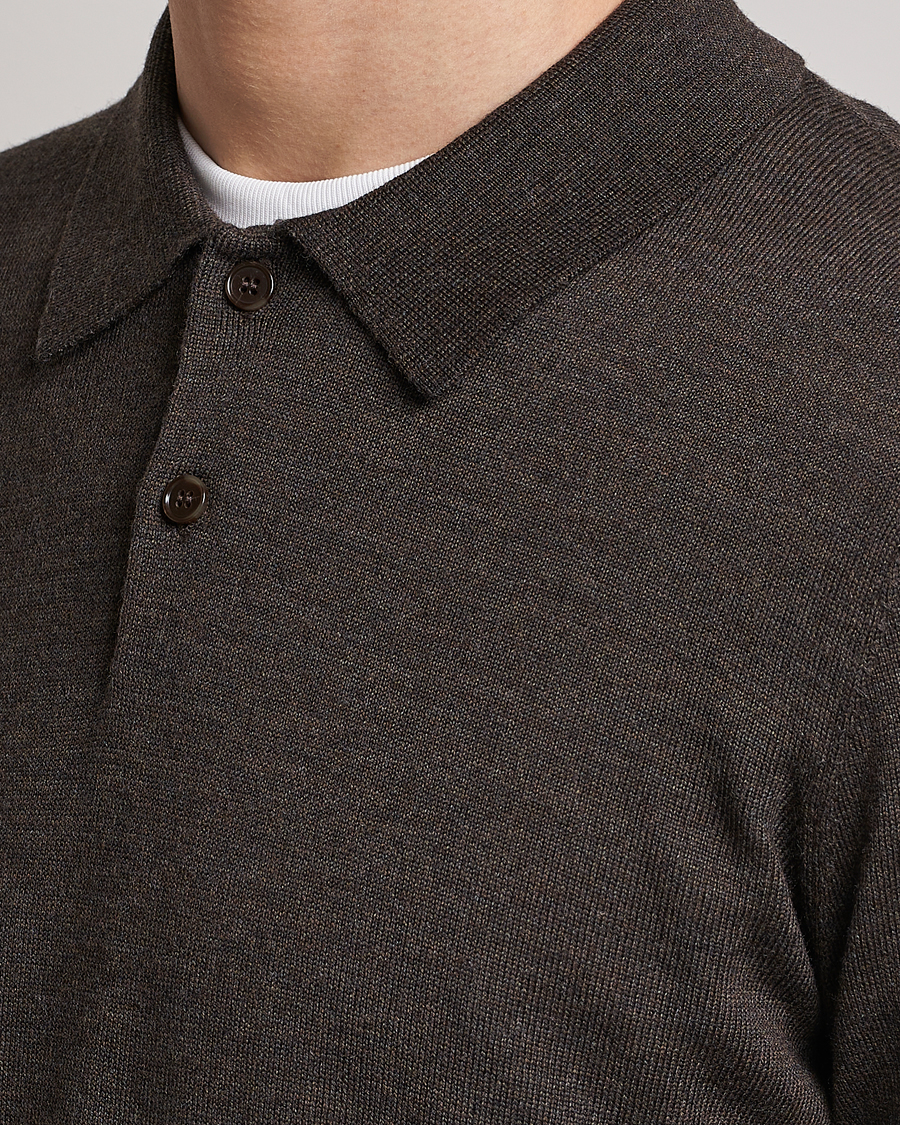 Mies | Puserot | Morris | Merino Polo Knit Brown