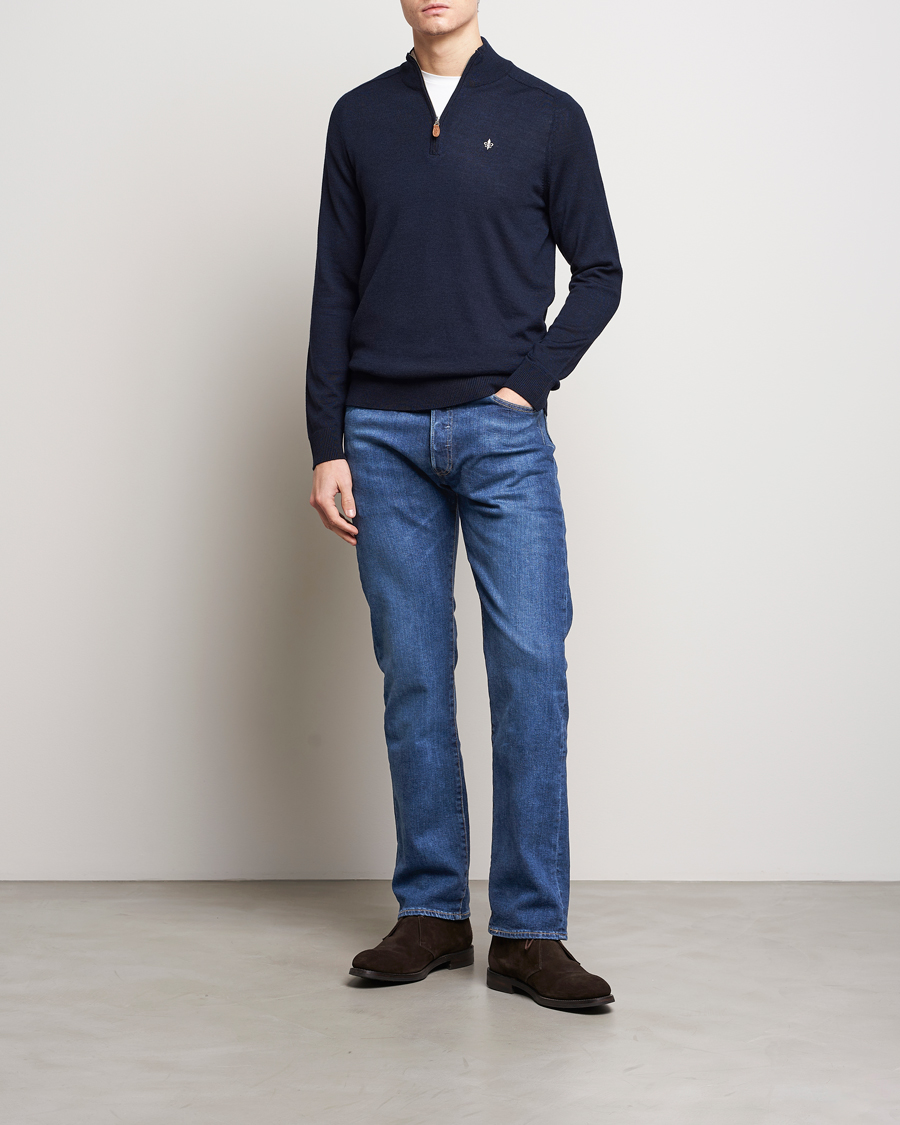 Mies | Puserot | Morris | John Merino Half Zip Navy
