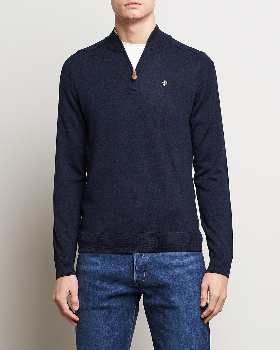 Mies | Puserot | Morris | John Merino Half Zip Navy