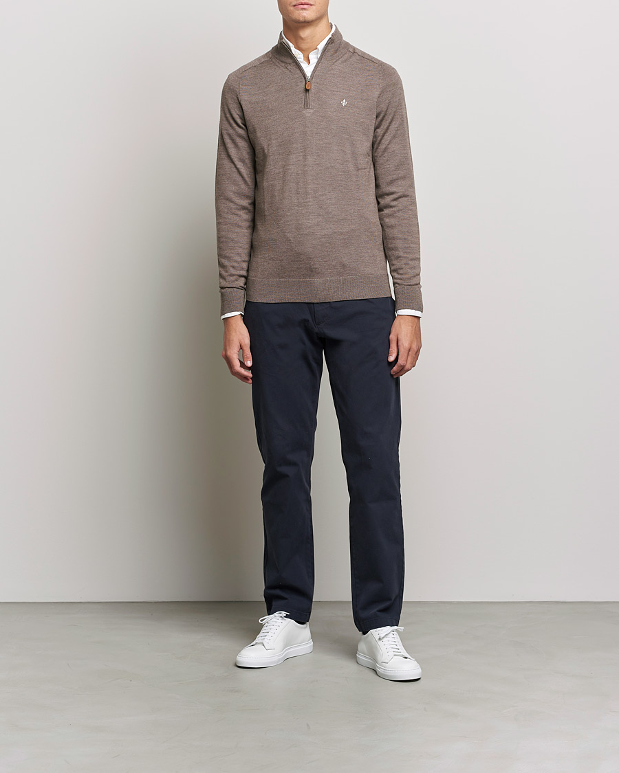 Mies | Puserot | Morris | John Merino Half Zip Light Brown