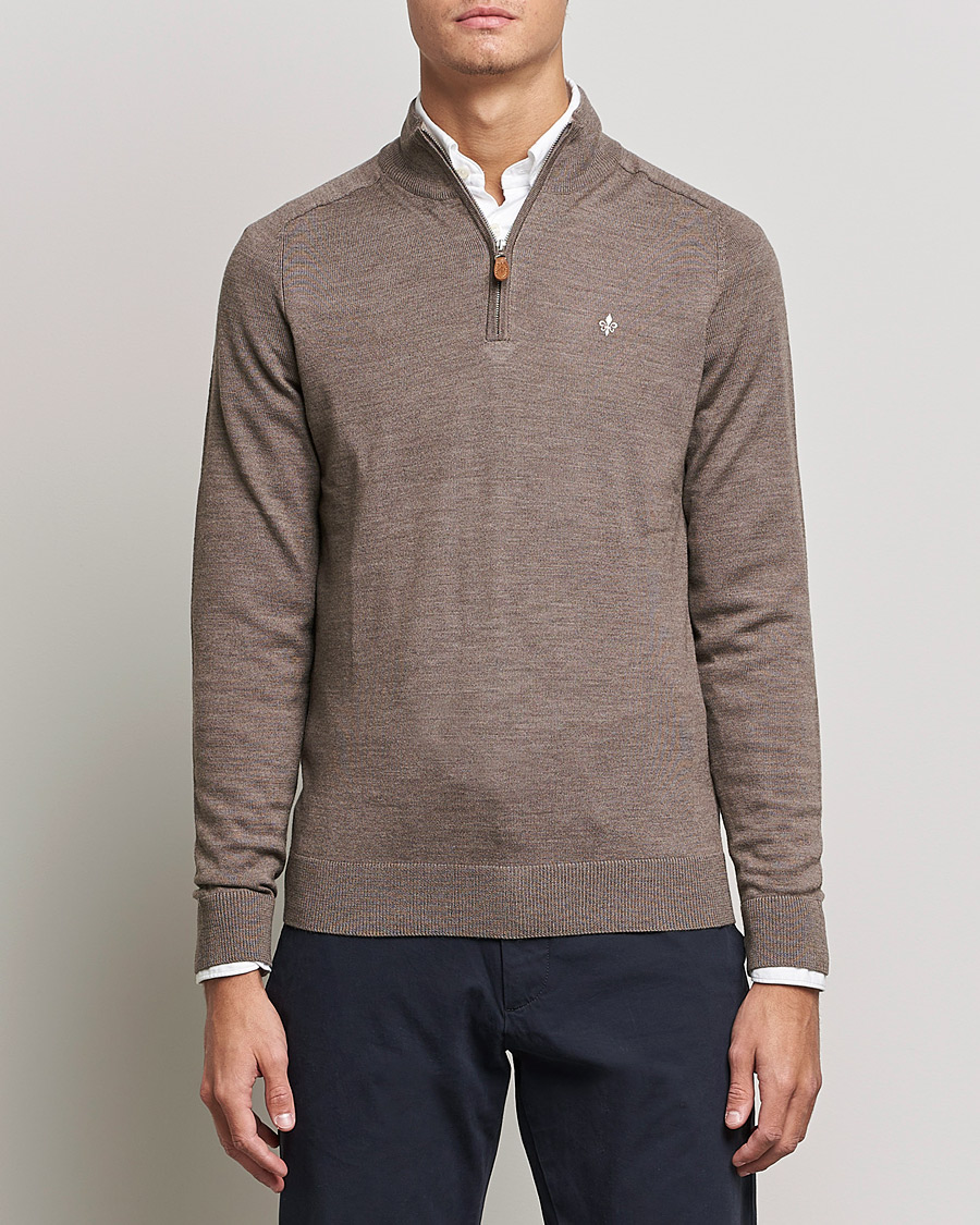 Mies | Puserot | Morris | John Merino Half Zip Light Brown