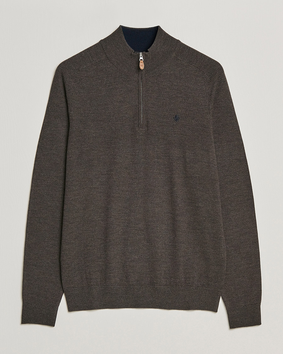 Mies | Puserot | Morris | John Merino Half Zip Dark Brown