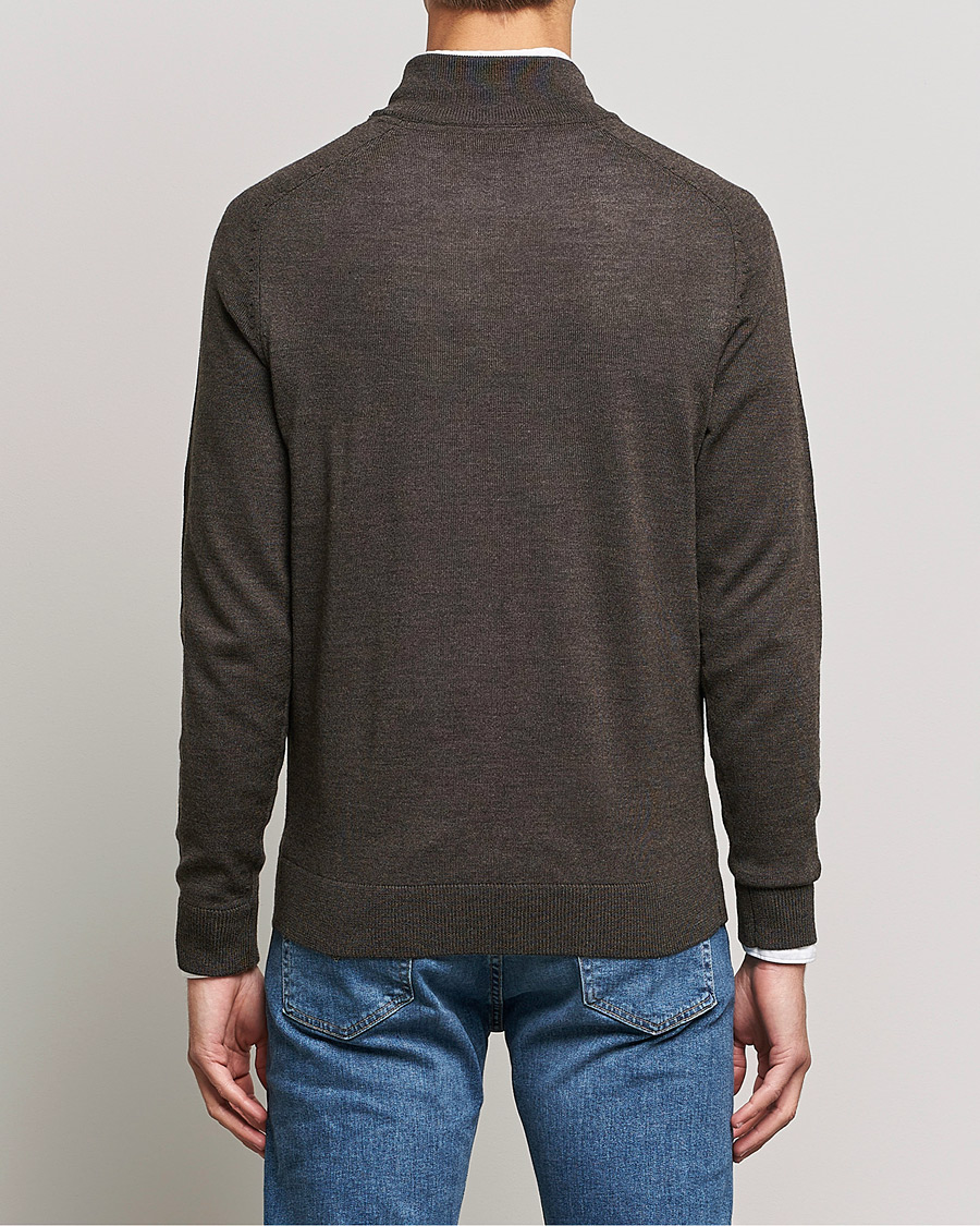 Mies | Puserot | Morris | John Merino Half Zip Dark Brown