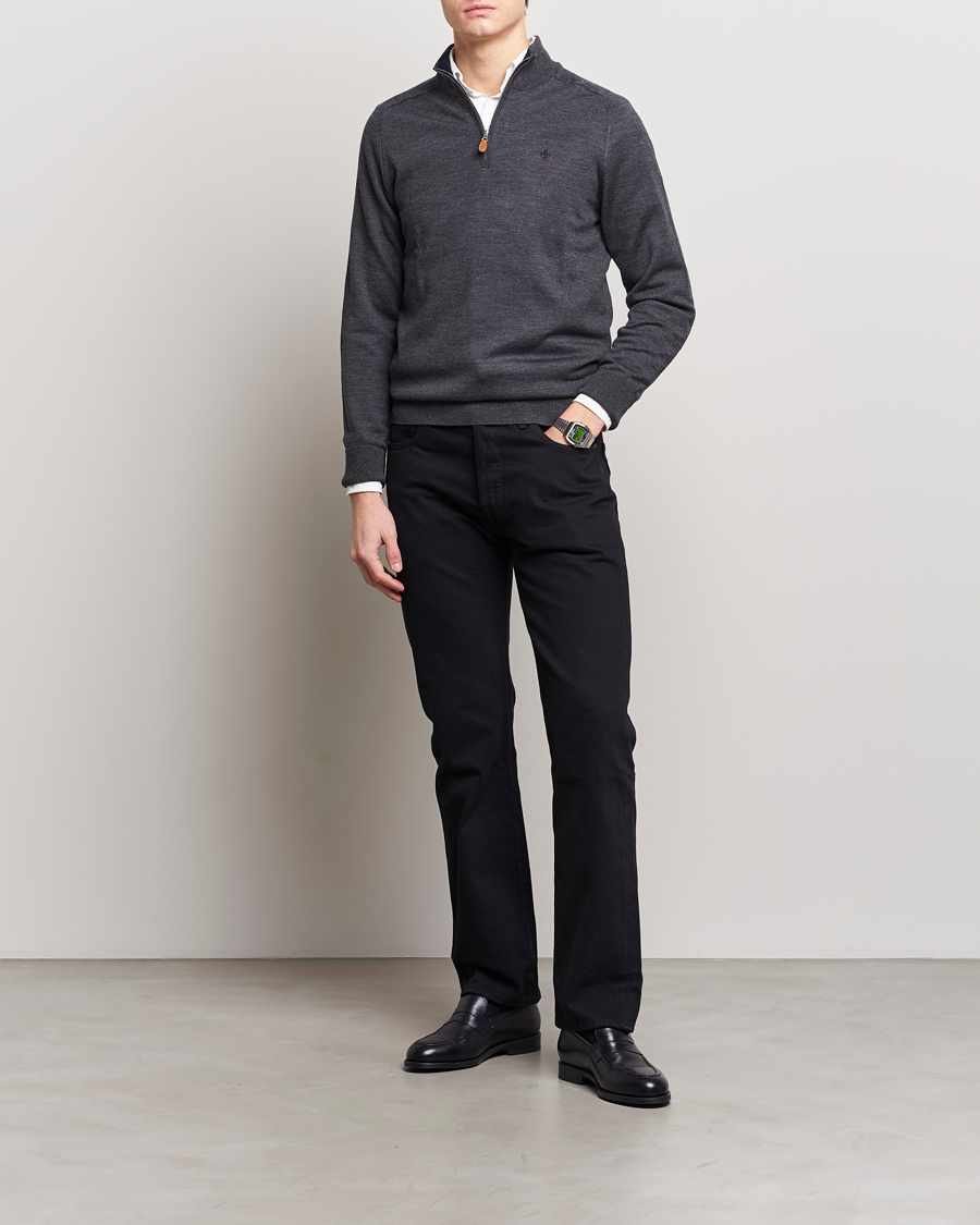 Mies | Puserot | Morris | John Merino Half Zip Dark Grey