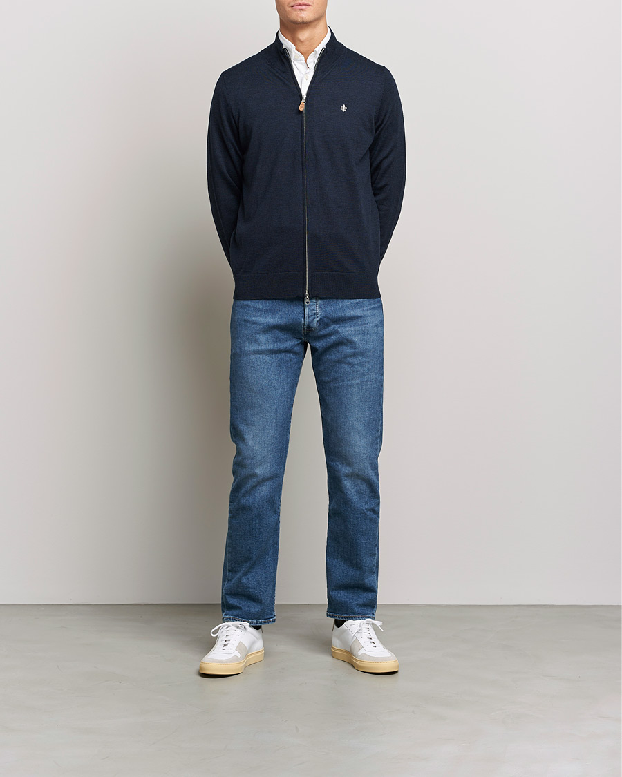 Mies | Puserot | Morris | Merino Zip Cardigan Navy