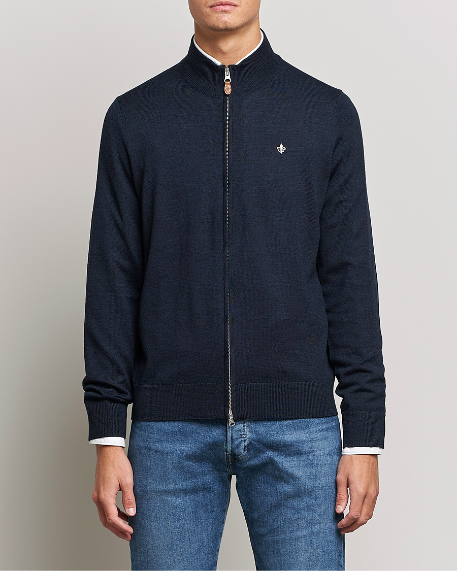 Mies | Puserot | Morris | Merino Zip Cardigan Navy