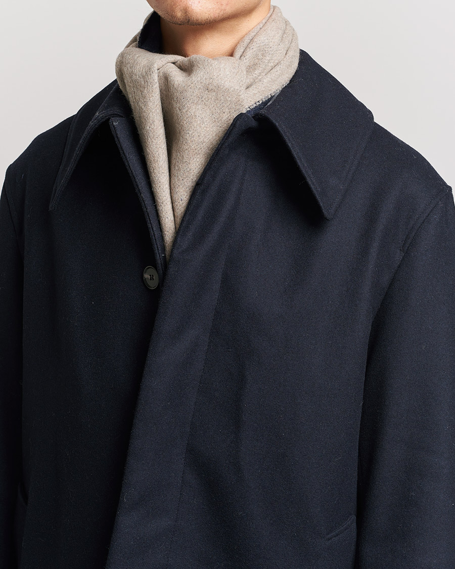 Mies |  | Morris | Double Face Wool Scarf Navy/Beige