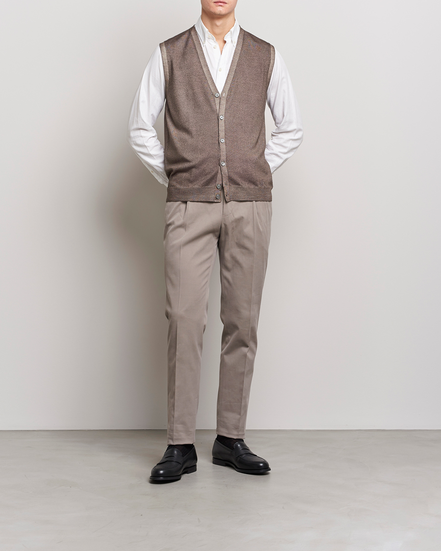Mies | Puserot | Gran Sasso | Vintage Merino Fashion Fit Slipover Beige