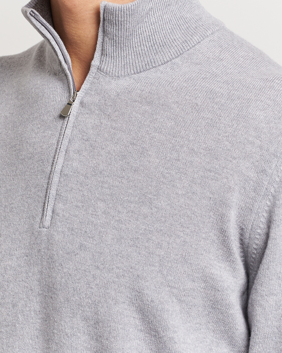 Mies | Puserot | Gran Sasso | Wool/Cashmere Half Zip Light Grey