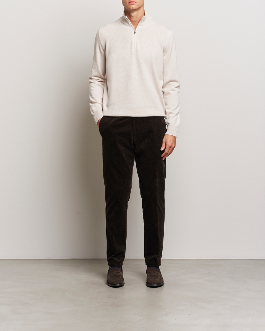 Mies | Puserot | Gran Sasso | Wool/Cashmere Half Zip Cream