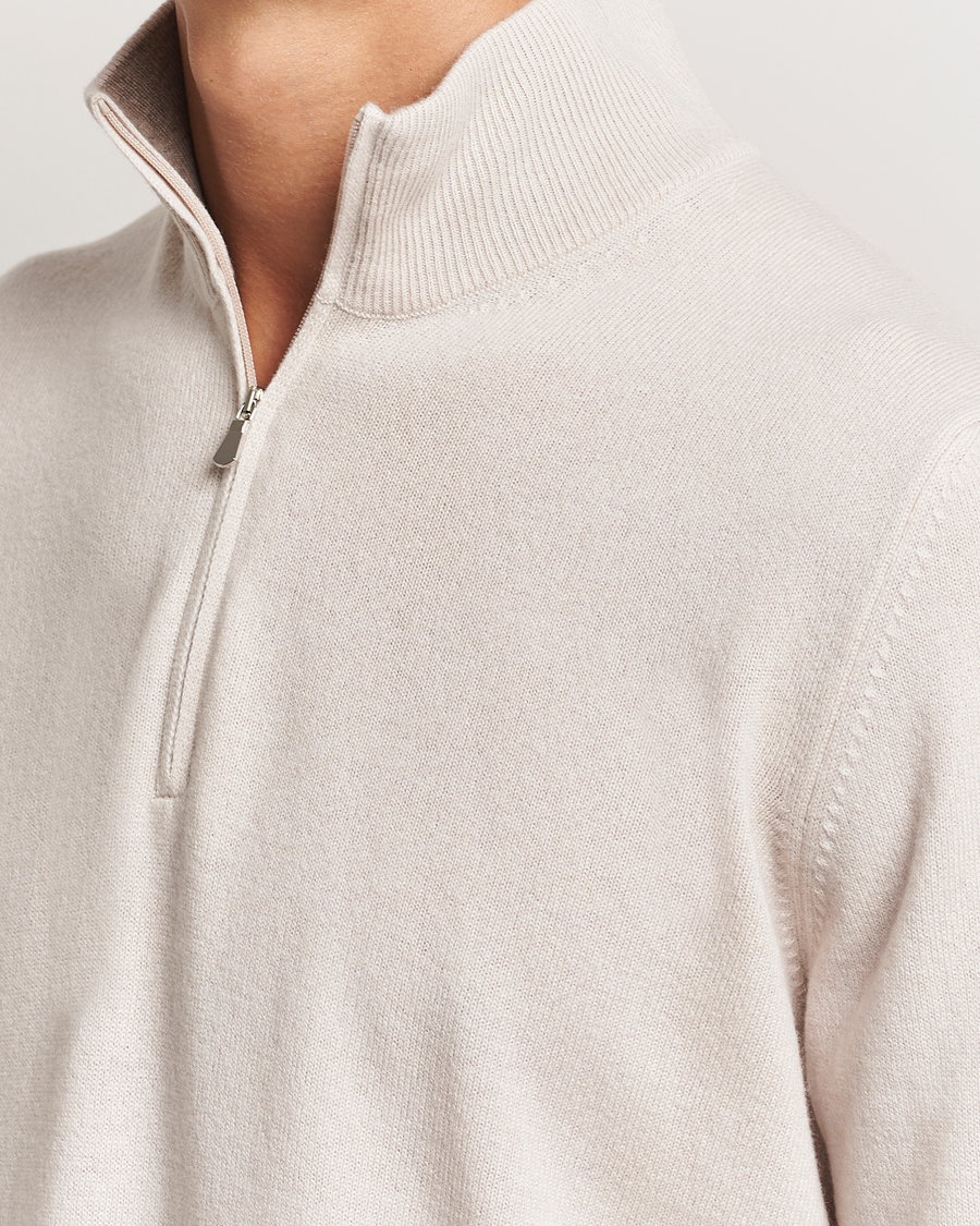 Mies | Puserot | Gran Sasso | Wool/Cashmere Half Zip Cream