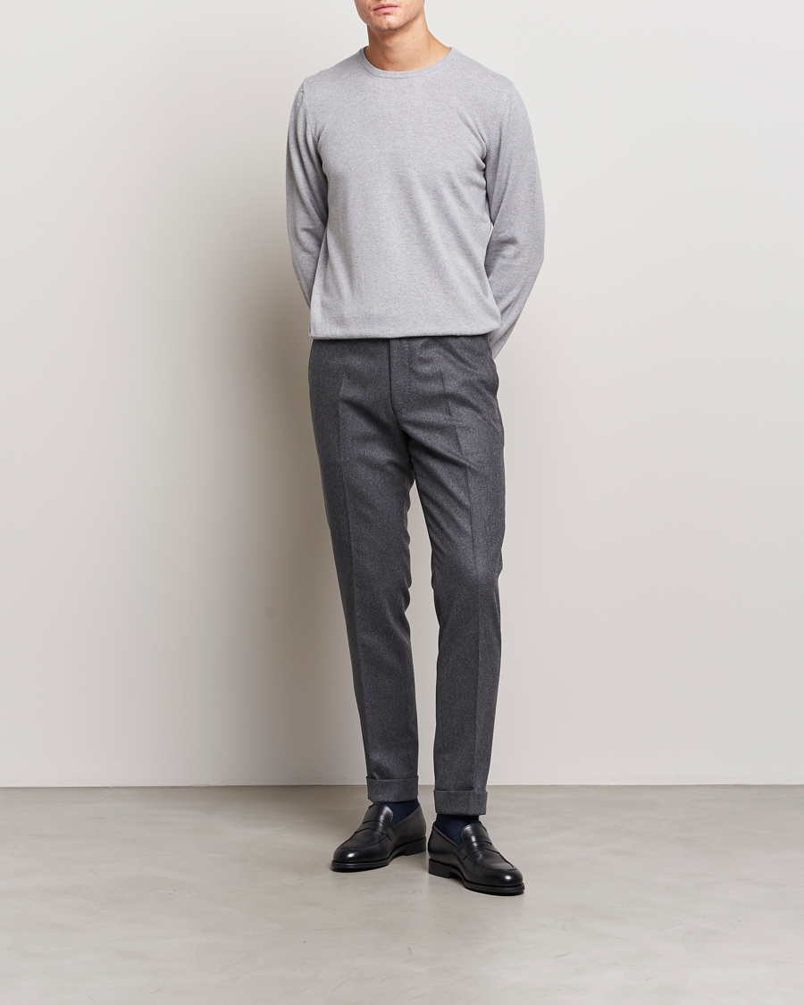 Mies | Puserot | Gran Sasso | Wool/Cashmere Crew Neck Light Grey