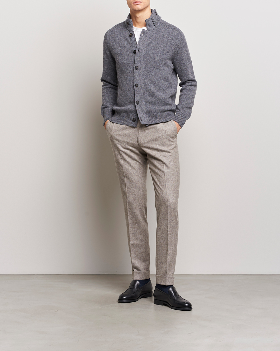Mies | Puserot | Gran Sasso | Heavy Wool Cardigan Grey Melange