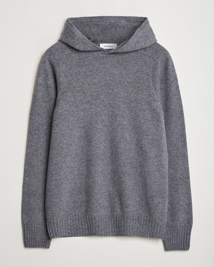 Mies | Puserot | Gran Sasso | Wool Hoodie Grey Melange