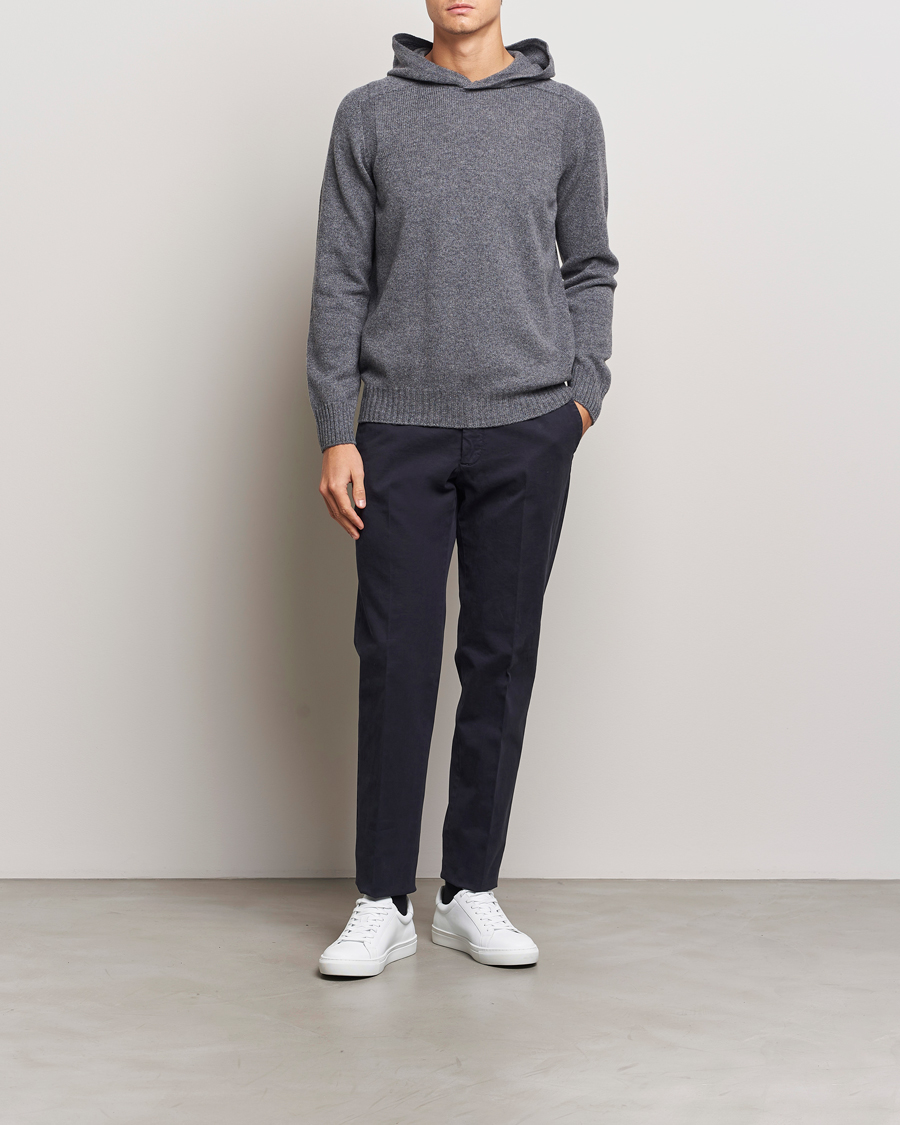 Mies | Puserot | Gran Sasso | Wool Hoodie Grey Melange