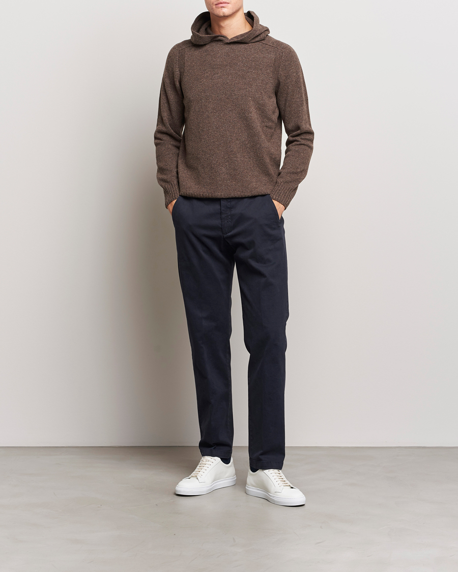 Mies | Puserot | Gran Sasso | Wool Hoodie Brown Melange