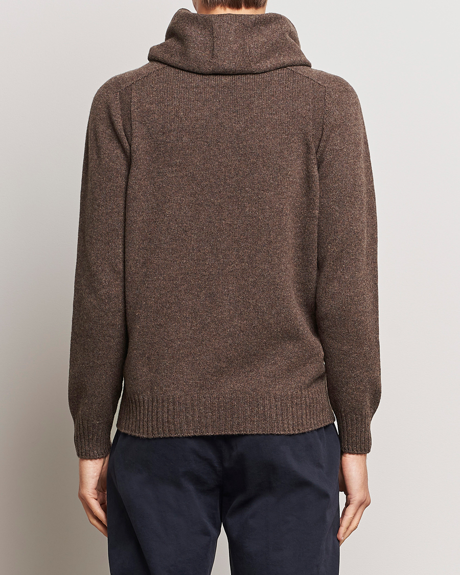 Mies | Puserot | Gran Sasso | Wool Hoodie Brown Melange
