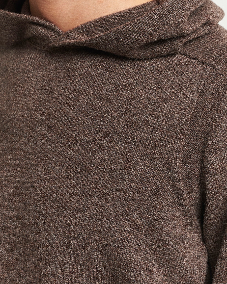 Mies | Puserot | Gran Sasso | Wool Hoodie Brown Melange