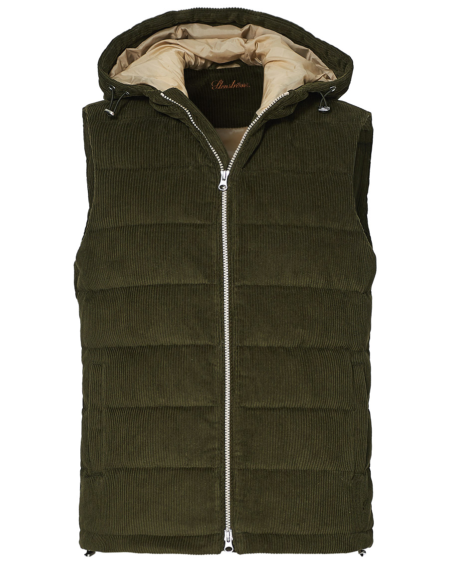 Mies | Takit | Stenströms | Padded Corduroy Hood Vest Olive