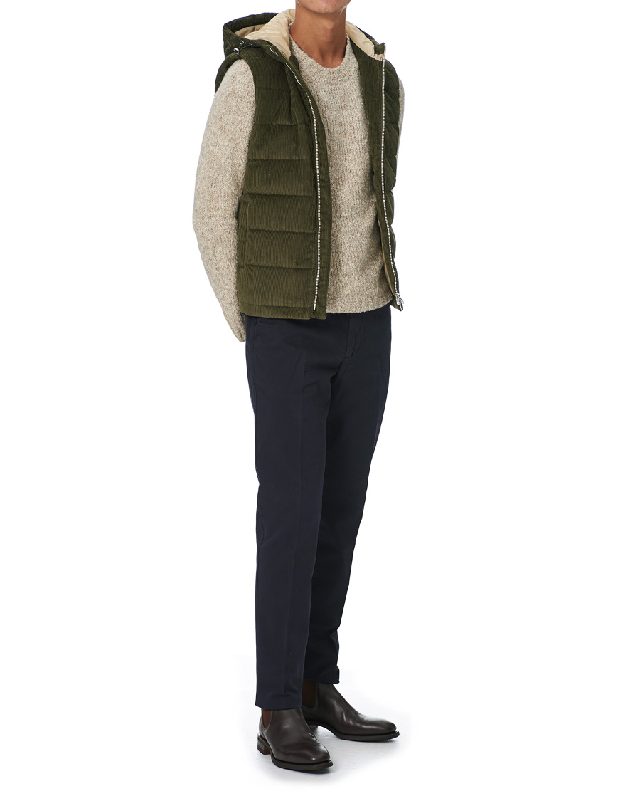 Mies | Takit | Stenströms | Padded Corduroy Hood Vest Olive