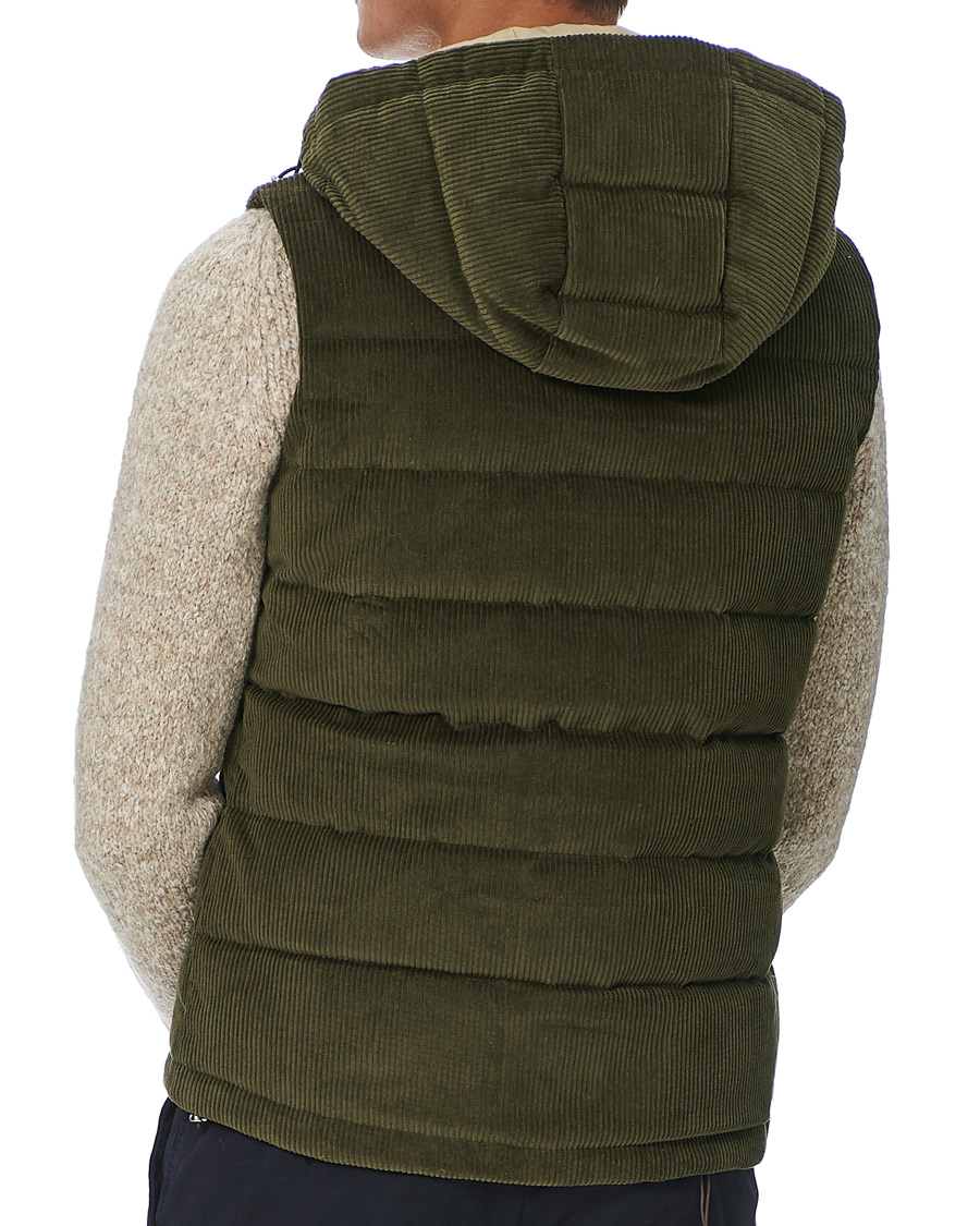 Mies | Takit | Stenströms | Padded Corduroy Hood Vest Olive