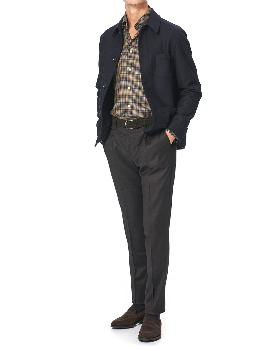 Mies | Kauluspaidat | Eton | Slim Fit Big Checked Brushed Merino Shirt Brown