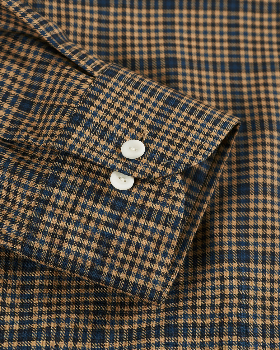 Mies | Kauluspaidat | Eton | Slim Fit Big Checked Brushed Merino Shirt Brown