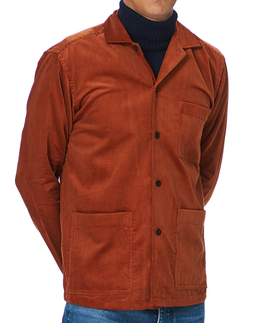 Mies | Kauluspaidat | Eton | Cotton Corduroy Overshirt Orange