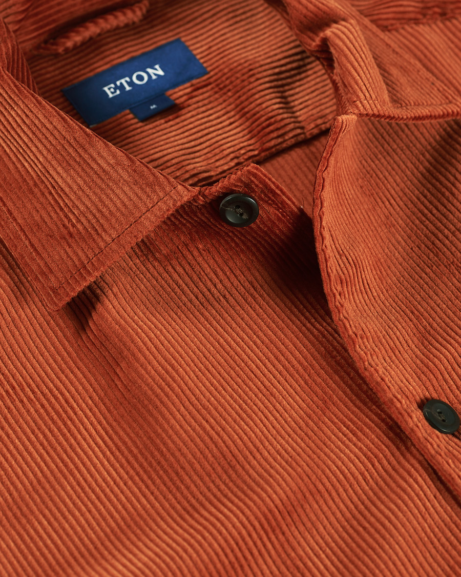 Mies | Kauluspaidat | Eton | Cotton Corduroy Overshirt Orange