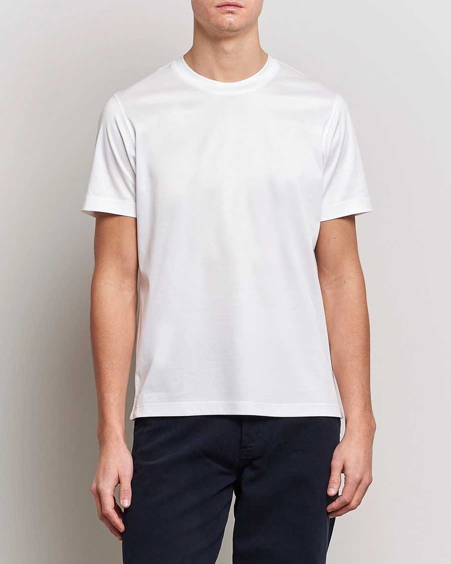 Mies | Valkoiset t-paidat | Eton | Filo Di Scozia Cotton T-Shirt White