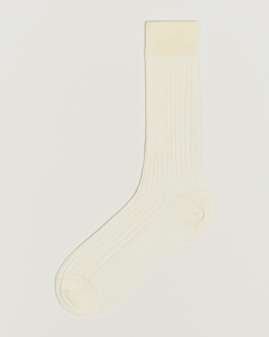 Mies | Alusvaatteet | Bresciani | Wool/Nylon Ribbed Short Socks White