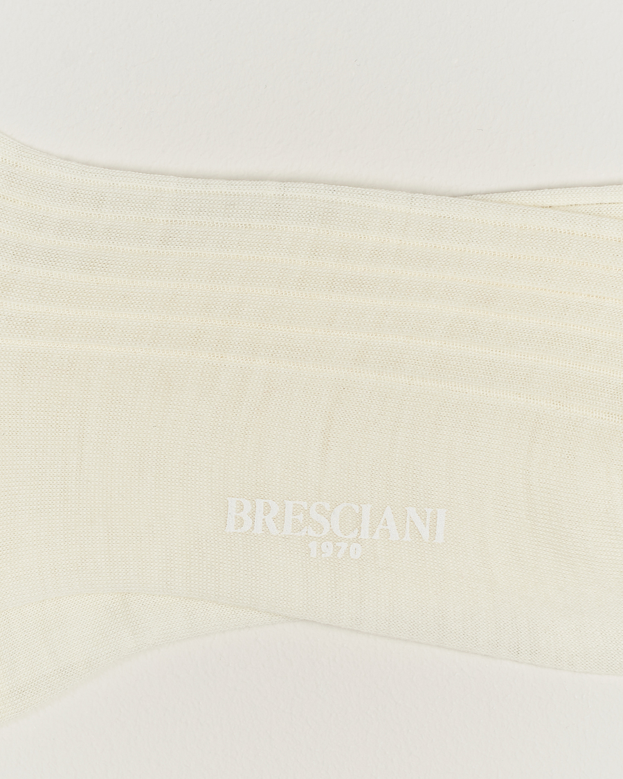 Mies | Alusvaatteet | Bresciani | Wool/Nylon Ribbed Short Socks White
