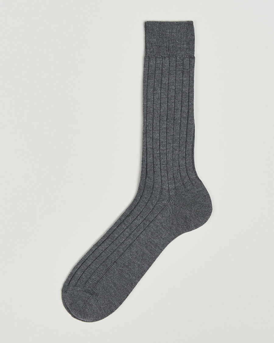 Mies | Alusvaatteet | Bresciani | Wool/Nylon Heavy Ribbed Socks Grey