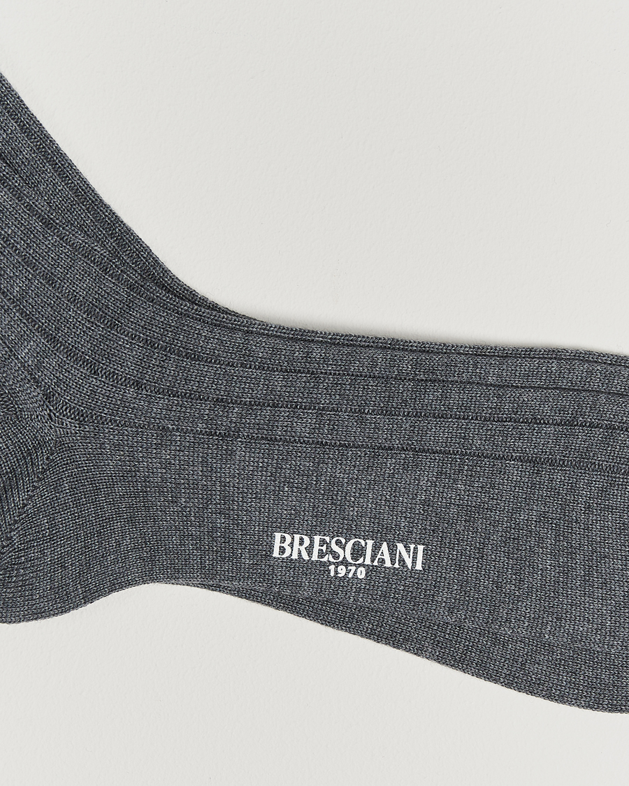 Mies | Alusvaatteet | Bresciani | Wool/Nylon Heavy Ribbed Socks Grey