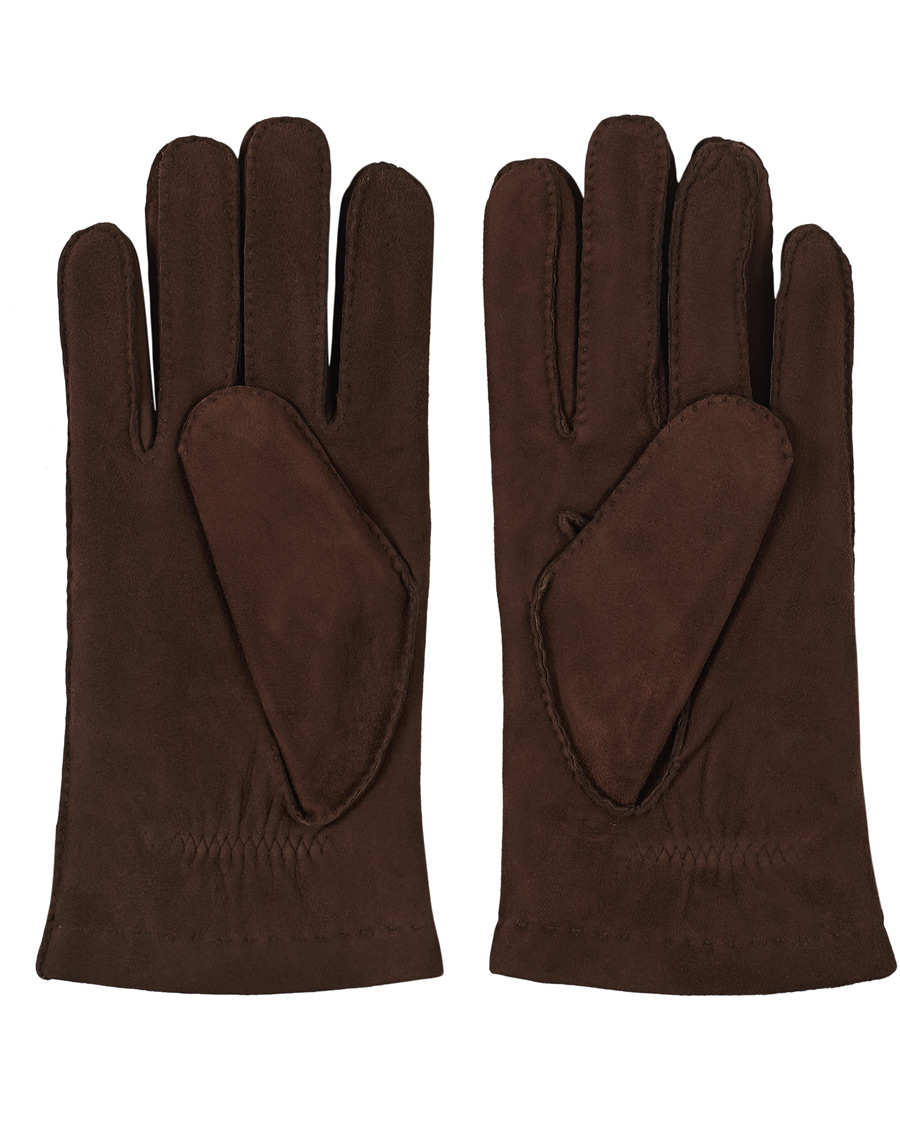 Mies |  | Hestra | Arthur Wool Lined Suede Glove Marron