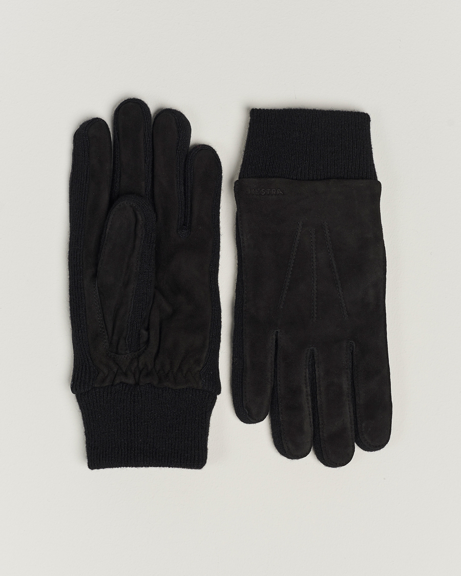 Miehet |  | Hestra | Geoffery Suede Wool Tricot Glove Black