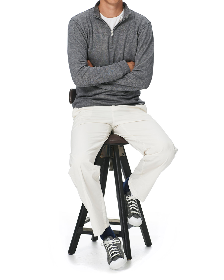 Mies | Puserot | Orlebar Brown | Neilson Double Face Merino Half Zip Storm Grey