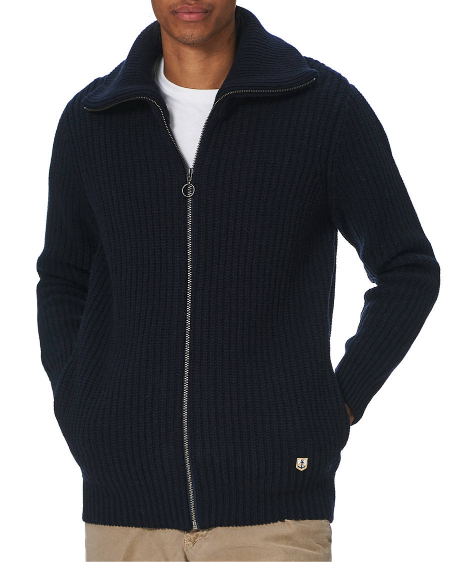 Mies | Puserot | Armor-lux | Ribbed Zip Sweater Navy