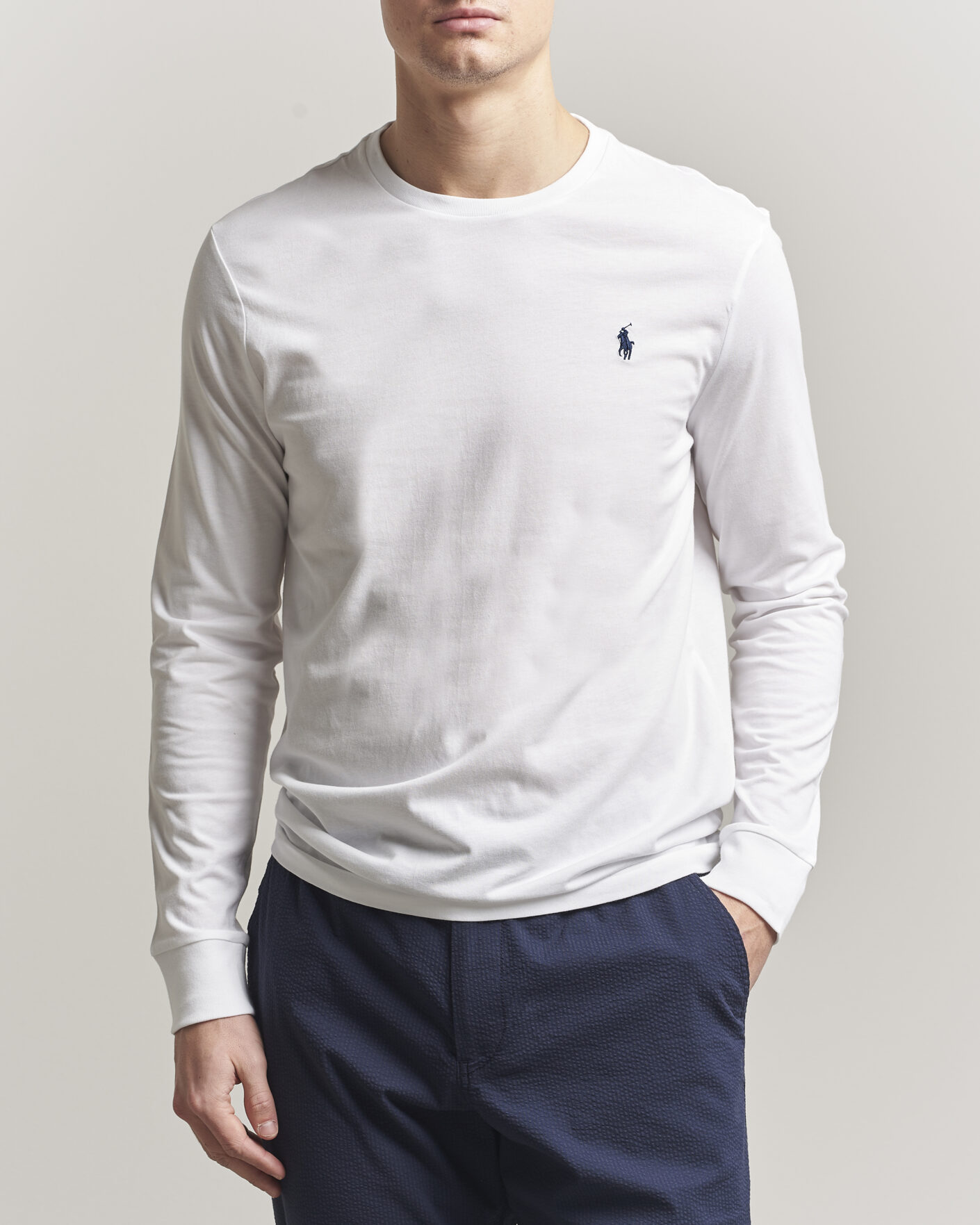 Mies | T-paidat | Polo Ralph Lauren | Custom Slim Fit Long Sleeve Tee White