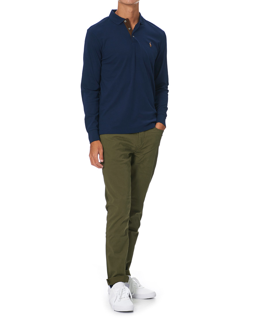 Mies | Preppy Authentic | Polo Ralph Lauren | Luxury Pima Cotton Long Sleeve Polo French Navy