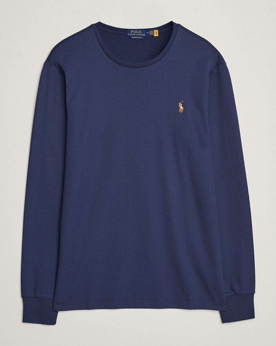 Mies | Pitkähihaiset t-paidat | Polo Ralph Lauren | Luxury Pima Cotton Long Sleeve T-Shirt Refined Navy