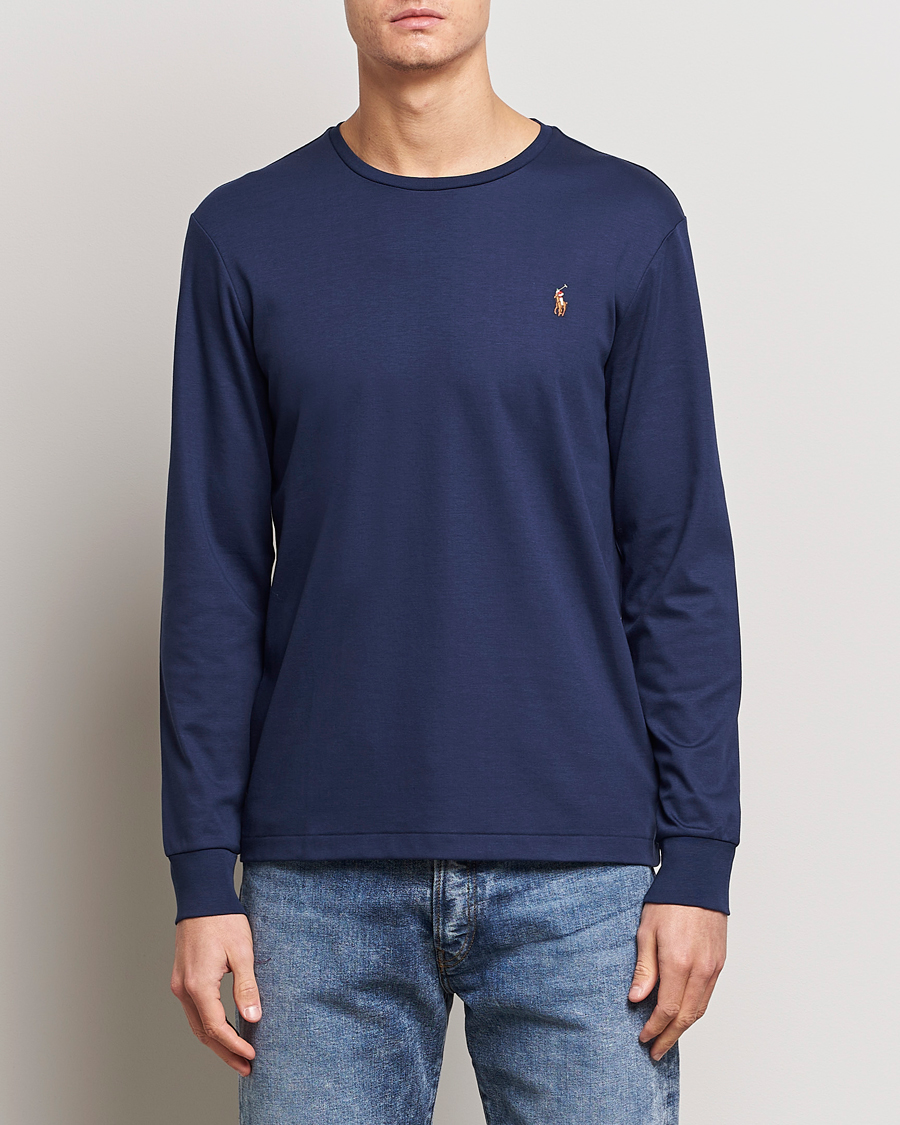 Mies | Pitkähihaiset t-paidat | Polo Ralph Lauren | Luxury Pima Cotton Long Sleeve T-Shirt Refined Navy