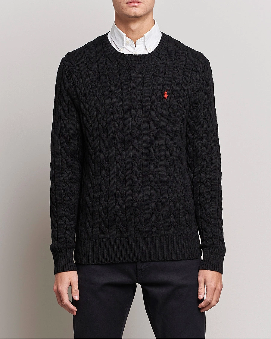 Mies | Neuleet | Polo Ralph Lauren | Cotton Cable Pullover Black