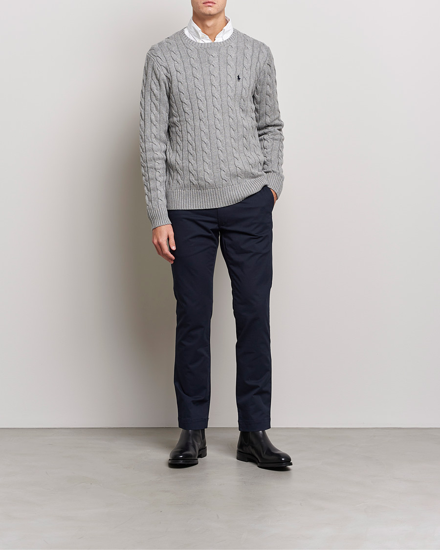 Mies | Puserot | Polo Ralph Lauren | Cotton Cable Pullover Fawn Grey Heather